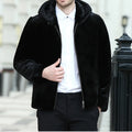 Real Men Mink Fur Coat With Hood Winter Warm Full Pelt Fur Classic Black Color Luxurious Thick Mens Coats 2023 Outwear Jacket