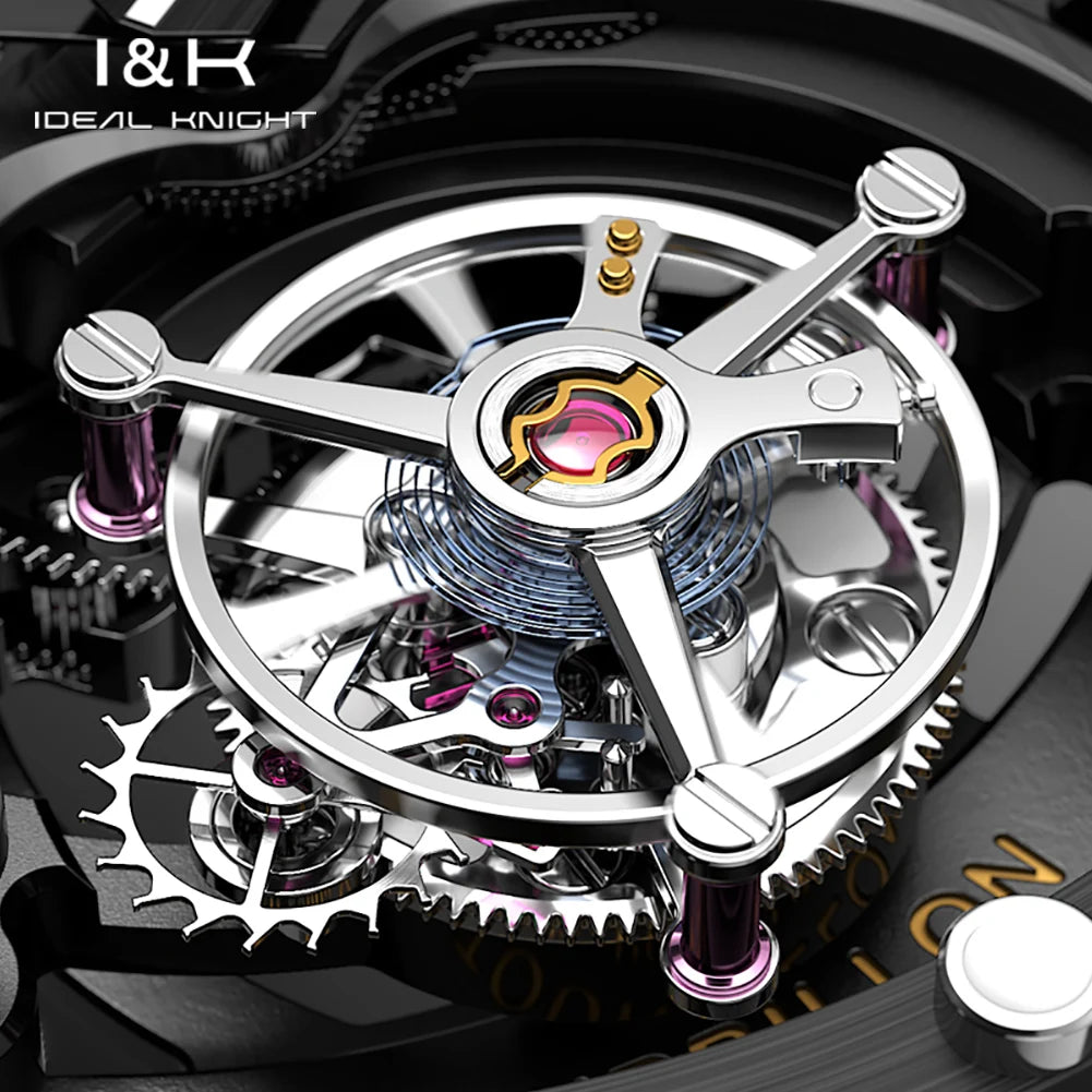 IDEAL KNIGHT 6809 Real Tourbillon Watches for Men High-end Luxury Transparant Hollowed Fully Automatic Mechanical Wristwatch New