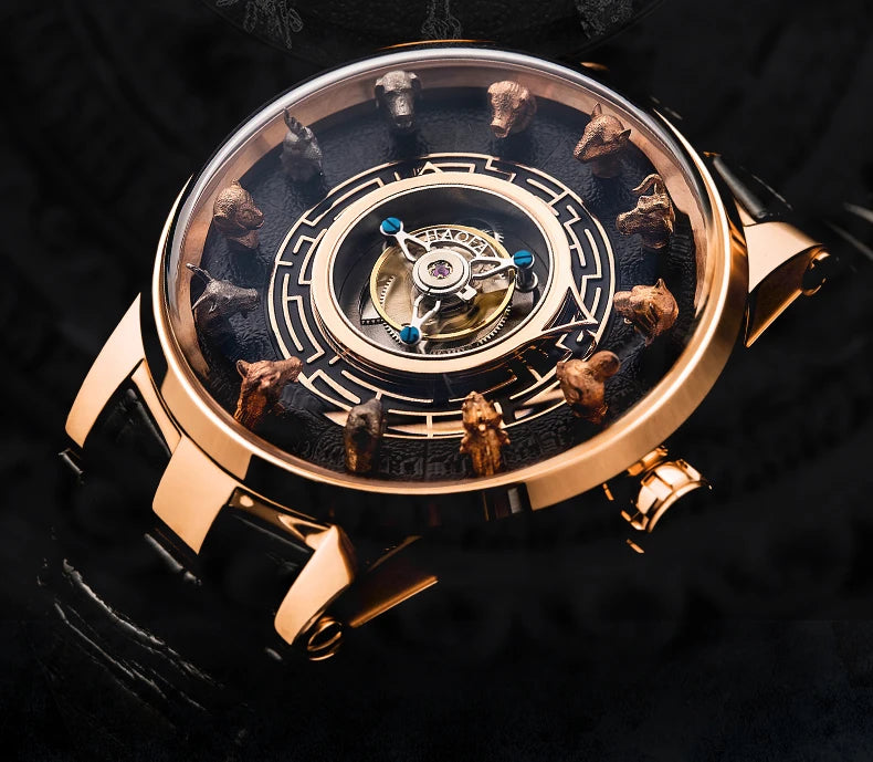 Haofa 2000 Center Tourbillon Movement Man Watch Luxury Sapphire Zodiac Tourbillon Mechanical Mens Watches Limited Edition
