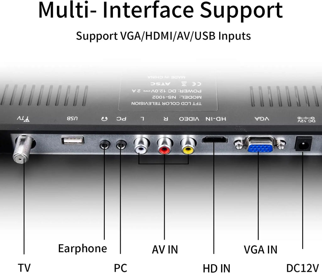 17inch TV,Small Flat Screen TV with ATSC Digital Tuner-HDMI &USB Port in-Dual Power-12 Cable and AC Power Suitable-for