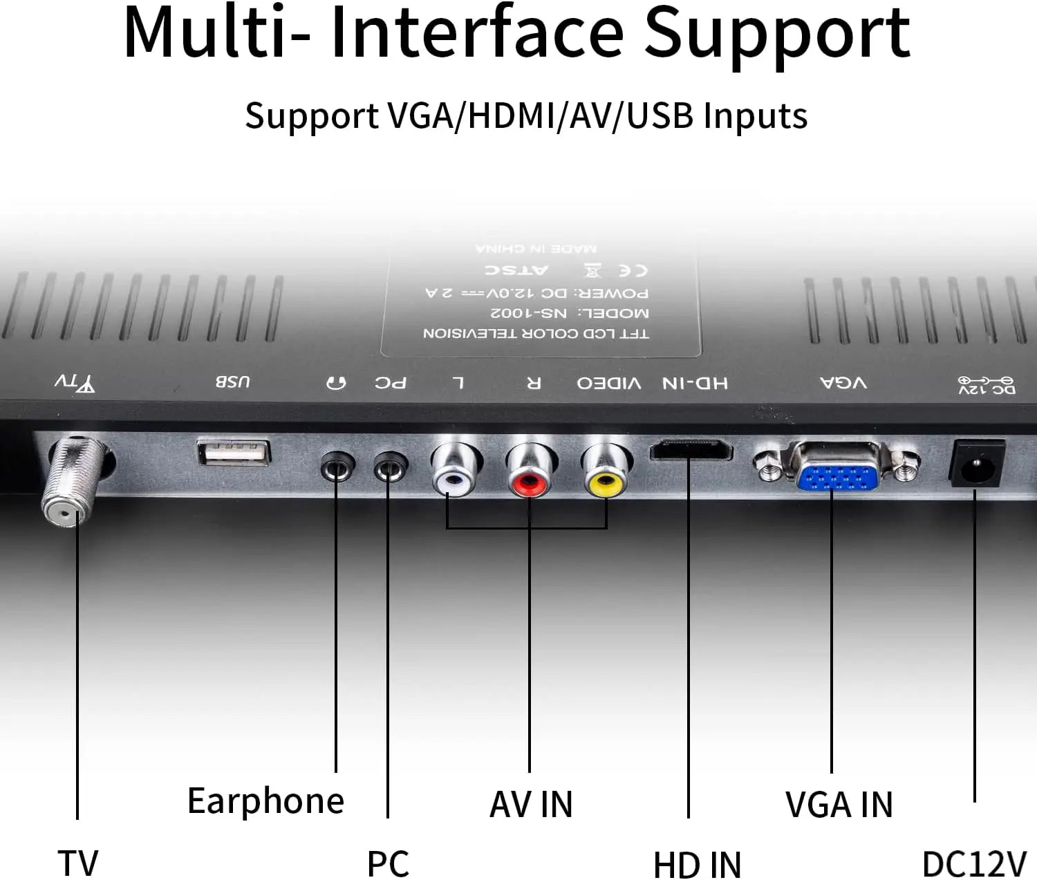 17inch TV,Small Flat Screen TV with ATSC Digital Tuner-HDMI &USB Port in-Dual Power-12 Cable and AC Power Suitable-for