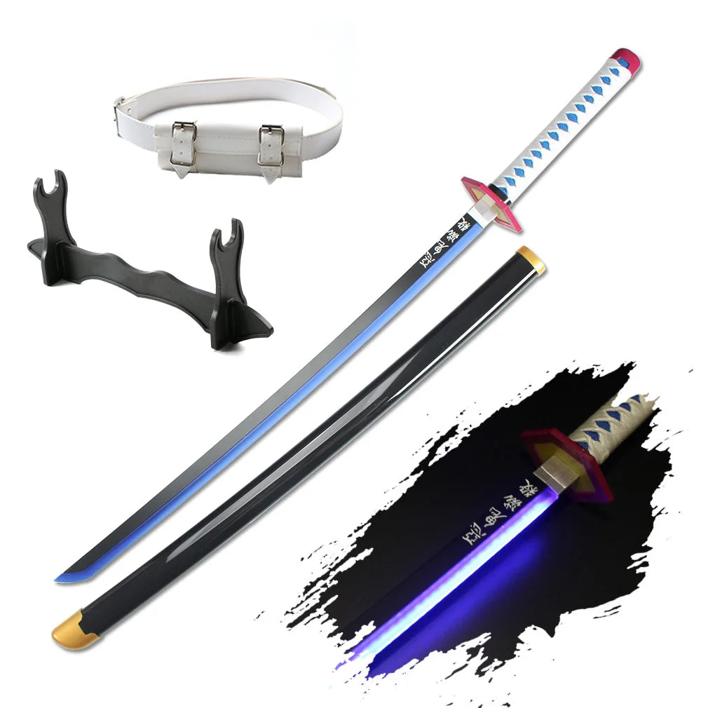 41″ LED Light Up  Sword Katana Japanese Anime Cosplay Samurai Swords Tanjiro Nichirin Sword withholder And Belt