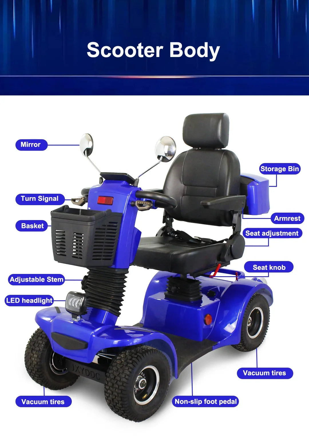 Factory Hot Selling Anlochi  Elderly Handicapped Mobility Scooter 4 Wheel 600W Electric Adults Scooters disled E-Scooter
