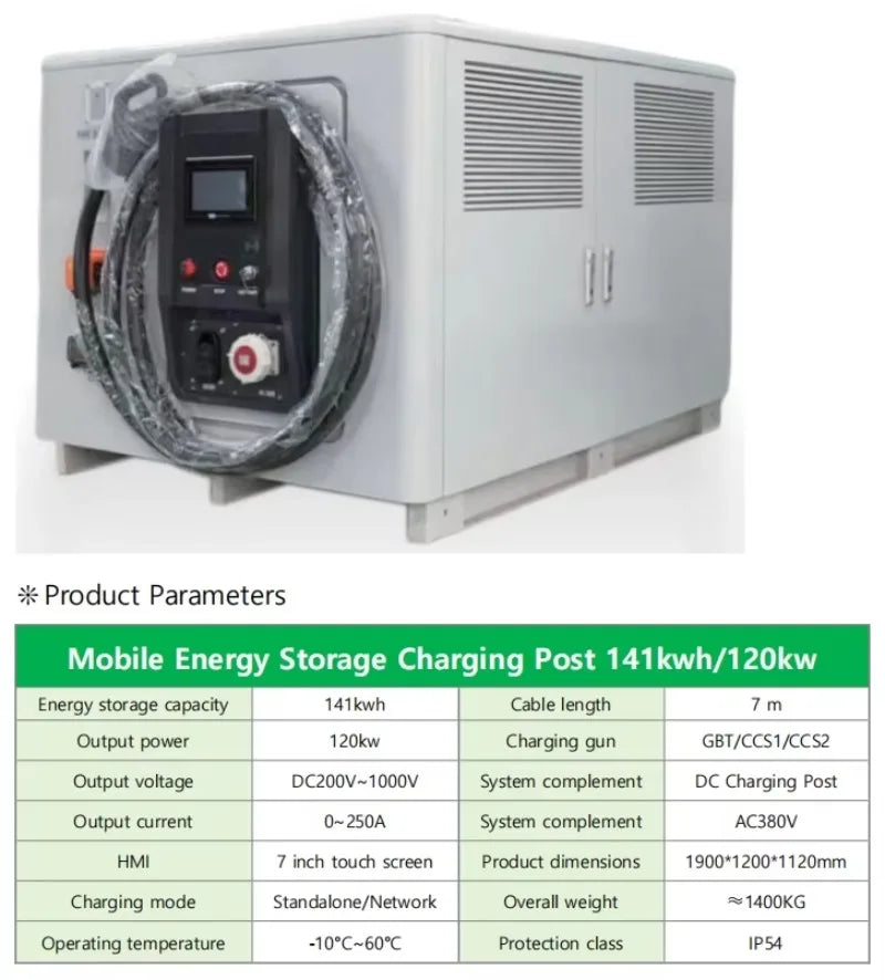 Customized Movable Battery Energy Storage Portable EV Charger with DC Output for Road Rescue Applications