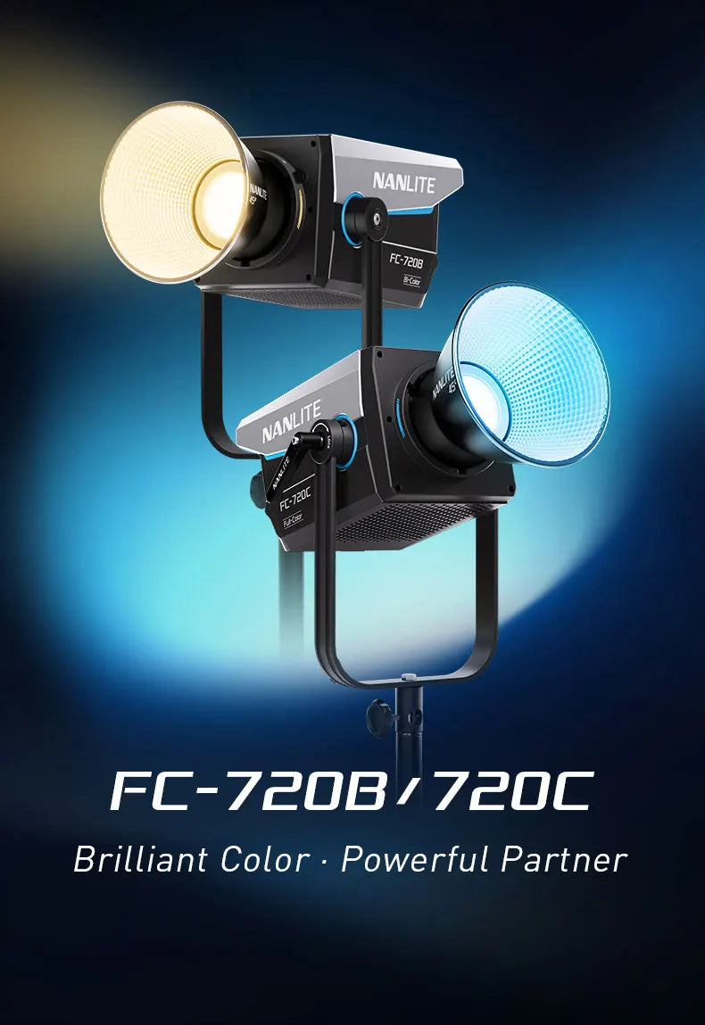 Nanlite FC-720B FC-720C LED Spotlight Wide CCT Range High Color Accuracy Built-in Special Effects for Filmmaking Video Studio