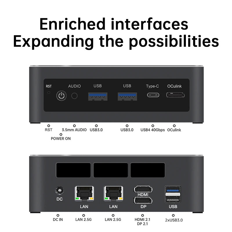 TOPC OCuLink Mini Gaming PC Intel Core (Ultra 9 285H ES/7 255H ES/5 235H ES) USB4, Dual 2.5G LAN,WiFi 6E, Windows 11 Desktop