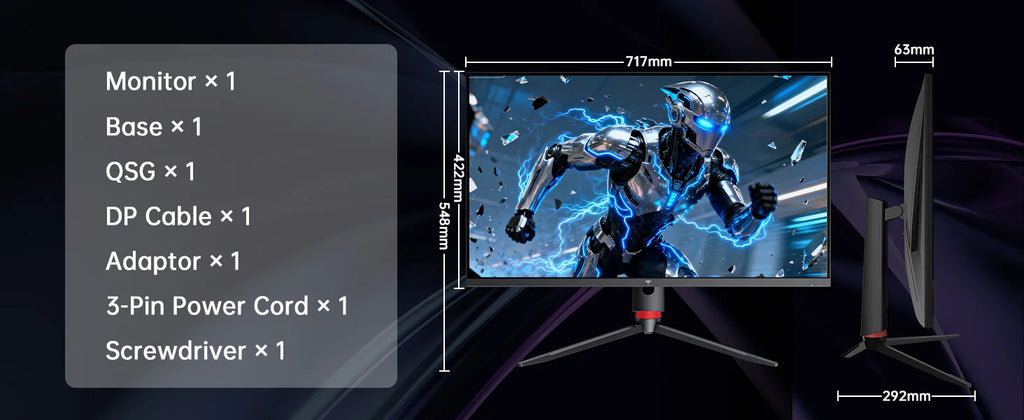 32 Inch 4K Gaming Monitor, 165Hz UHD (3840x2160P) Fast IPS Screen, 1ms (MPRT), Adaptive Sync, 3000:1 Contras