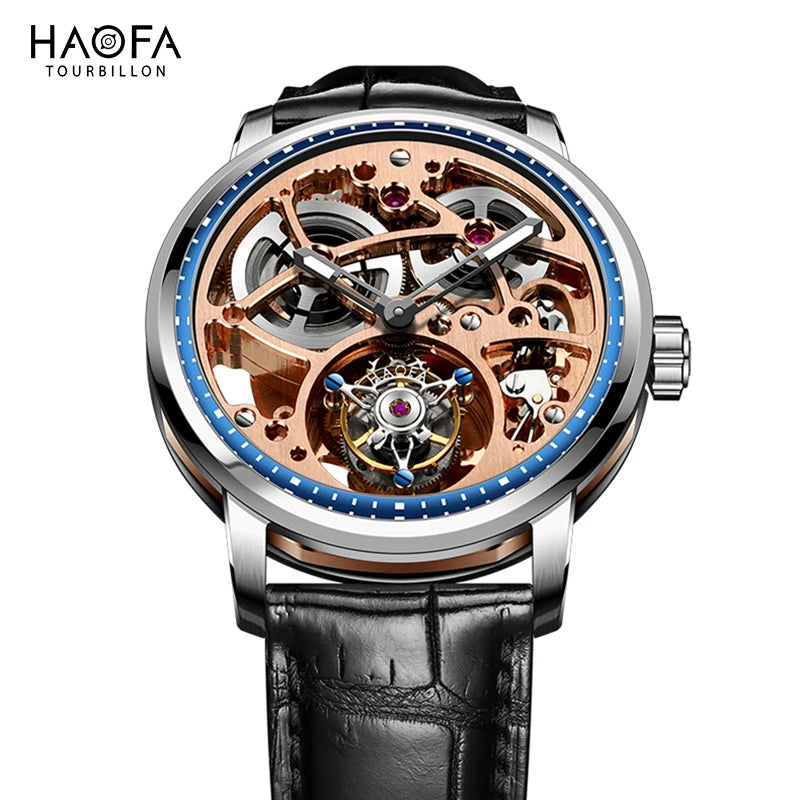 Haofa Skeleton Automatic Tourbillon Movement Men Watches 1931 Sapphire Tourbillon Mechanical Business Luxury Man Watch Hollow