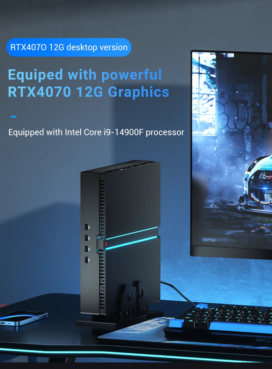 Topton 14th Gen Intel i9 14900F NVIDIA RTX 4070 12G Gaming Mini PC NVMe 2xDDR5 Windows 11 Mini Gamer Computer Desktop PC WiFi6