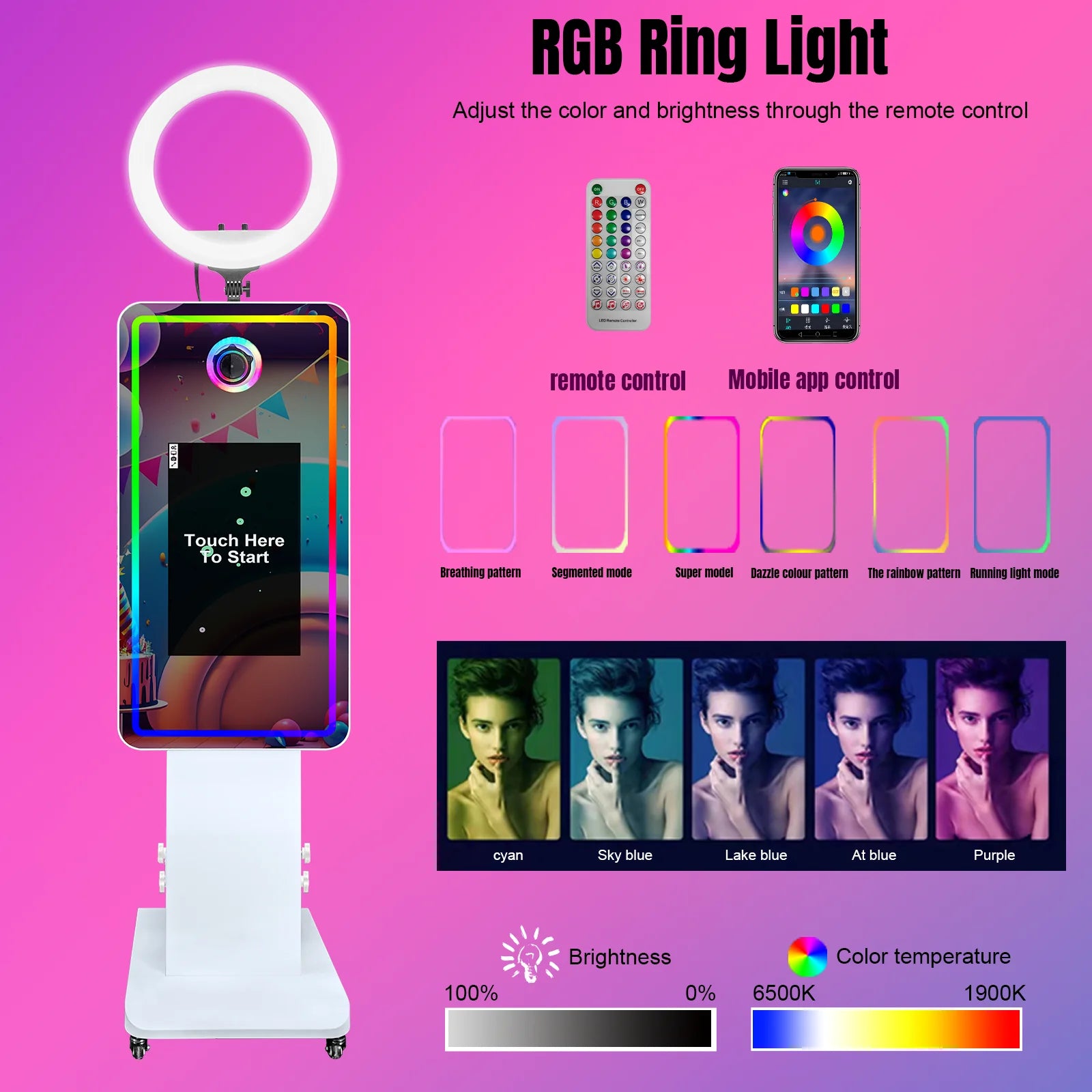 Magic Mirror Photobooth Machine LCD Touch Screen Wedding Party DSLR Selfie Photo Booth with Free Software