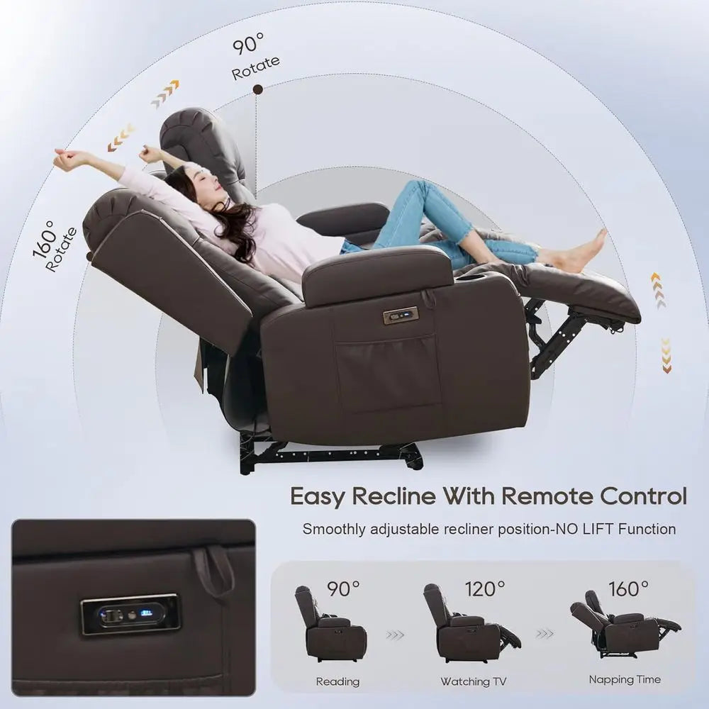 2-Seater Brown Home Theater Recliner Sofa with LED Lights, AC/USB Ports, Cup Holders, Electric Controls, Bluetooth Speaker, Mass