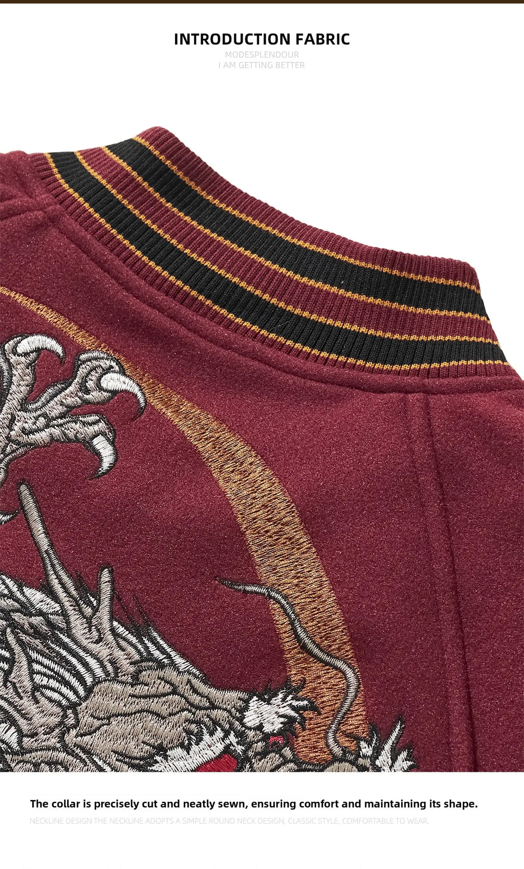 Ele Embroidered Heavy Industry Harajuku Sle Men's Baseball Jaet Woolen Coat Spring Autumn Faion Trend Outerwear