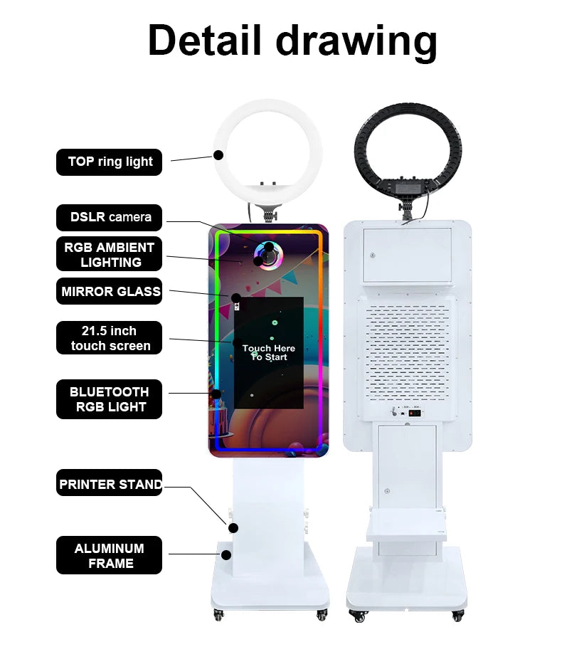 Magic Mirror Photobooth Machine LCD Touch Screen Wedding Party DSLR Selfie Photo Booth with Free Software