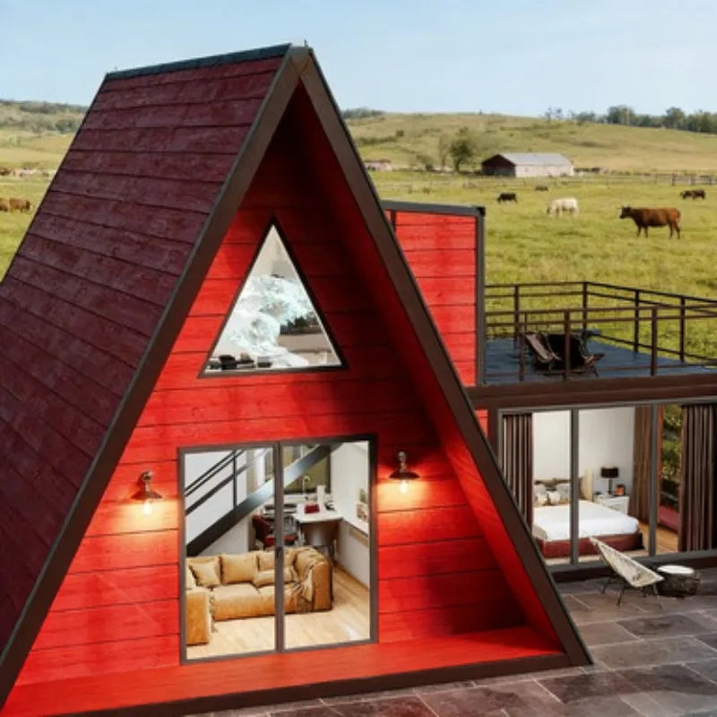 Heat Insulated A Frame Triangular House Low Rise Villa Modular Prefab for Apartment