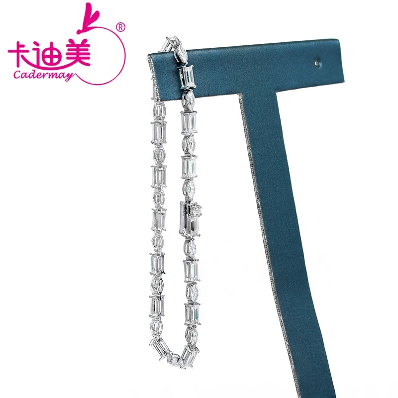 CADERMAY 2022 New In Style Custom Moissanite Chain 14k Bracelet For Man And Women Unisex Marquise and Emerald Cut Fashion