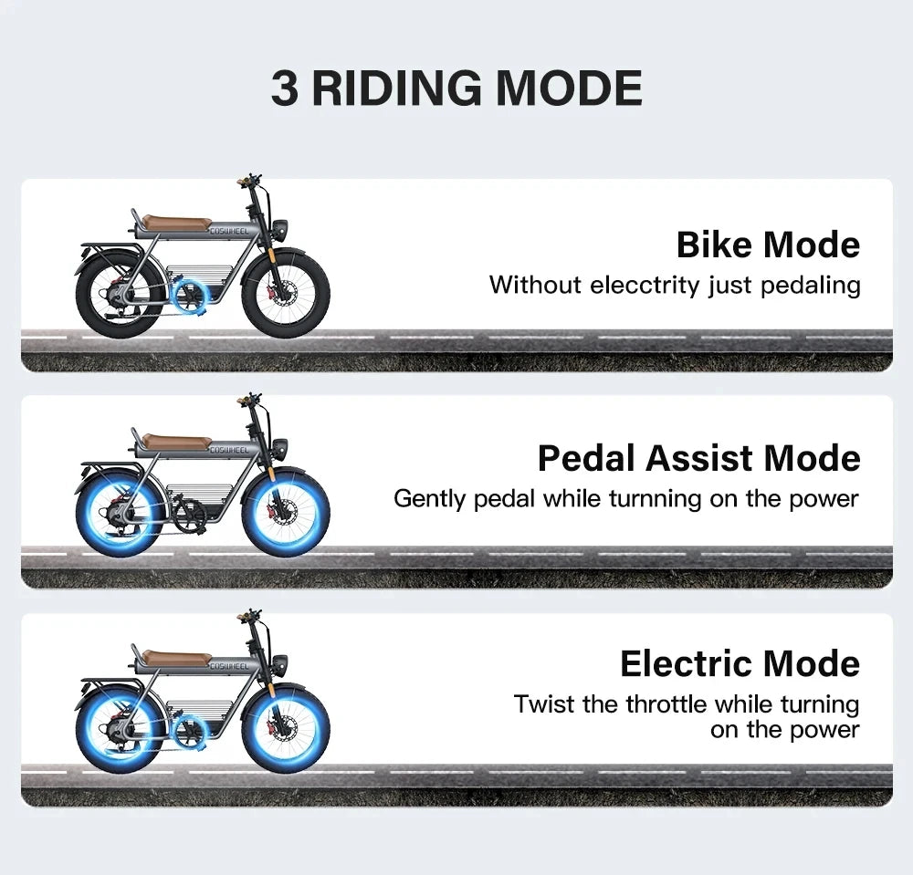 Motor Electric Bicycle 48V 25AH Battery Max Speed 55 MPH Electric Bike E-Bike Electric Motorcycle