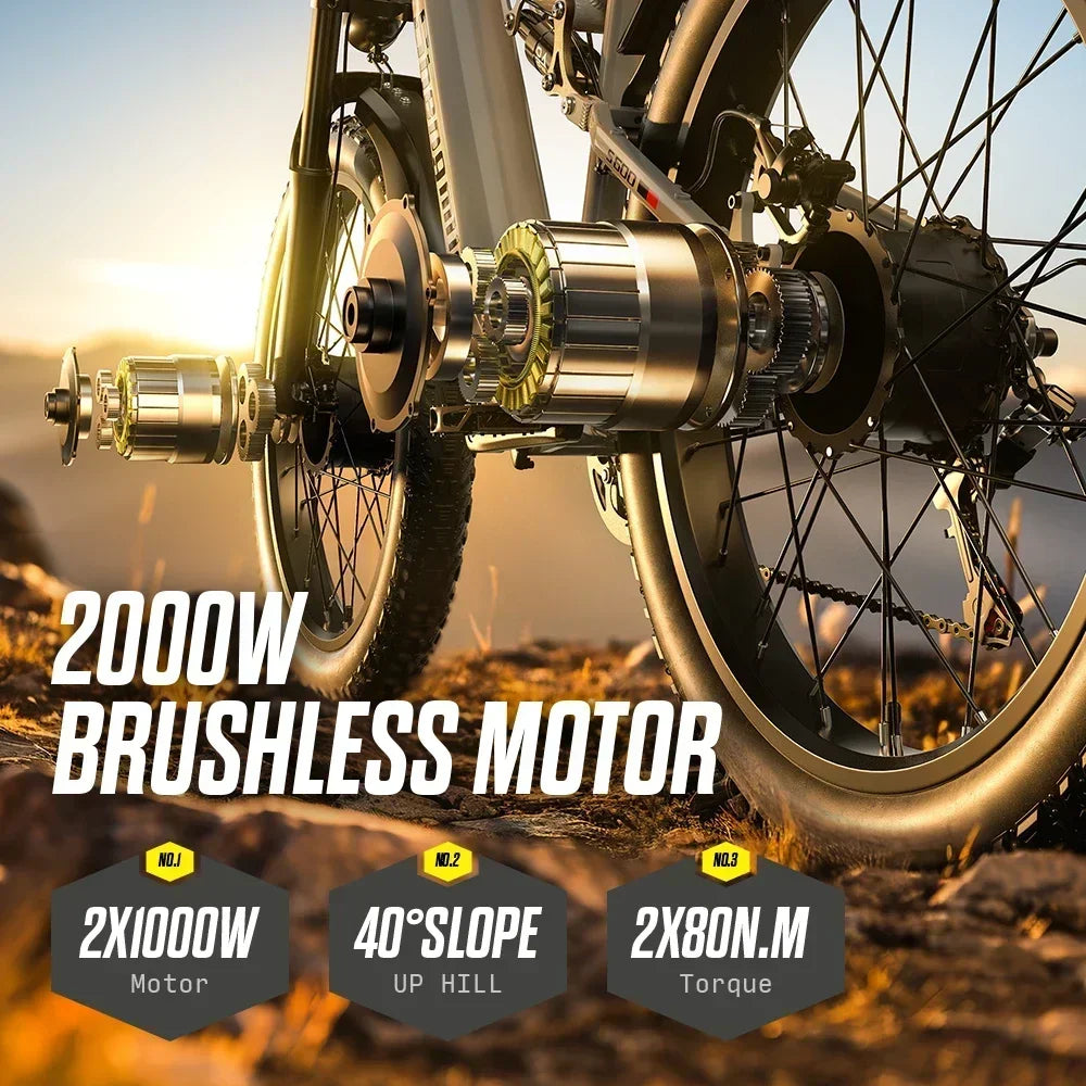 Shengmilo S600 Electric Bike 2000W Motor 48V 17.5AH Battery Max speed 48km/h Electric Bicycle 26Inch Fat Tire Mountain E-bike