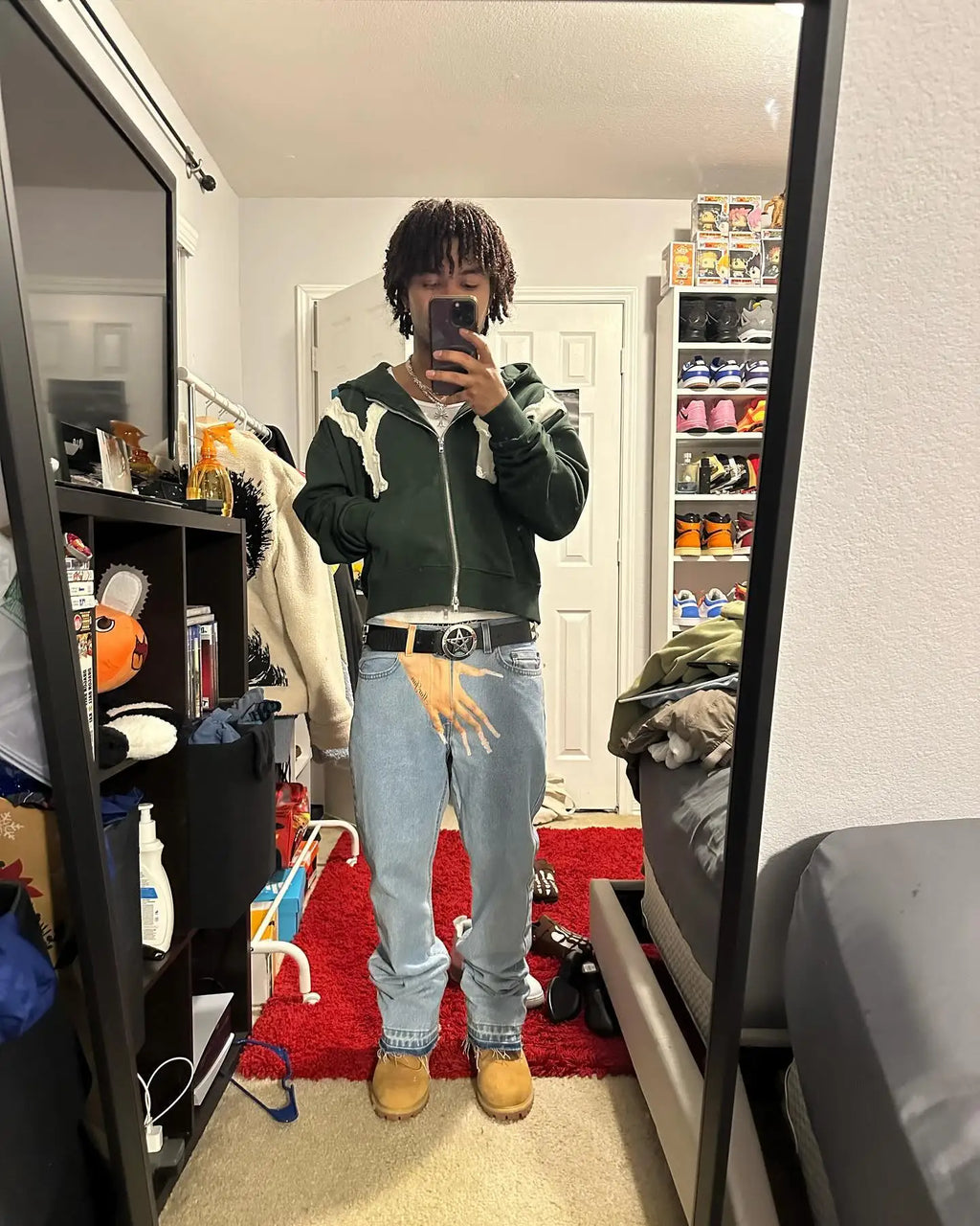 Y2k Gothic Hip Hop Palm Print Baggy Jeans Harajuku Fashion Men Women Streetwear High Waist Denim Pants Vintage Straight Trousers