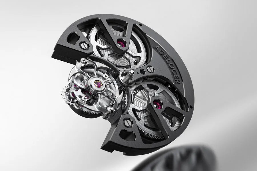 AGELOCER Free-sprung Balance Manta Tourbillon Watch Gold Watch Men's Luxury Skeleton Manual Mechanical Watch Gifts for Men