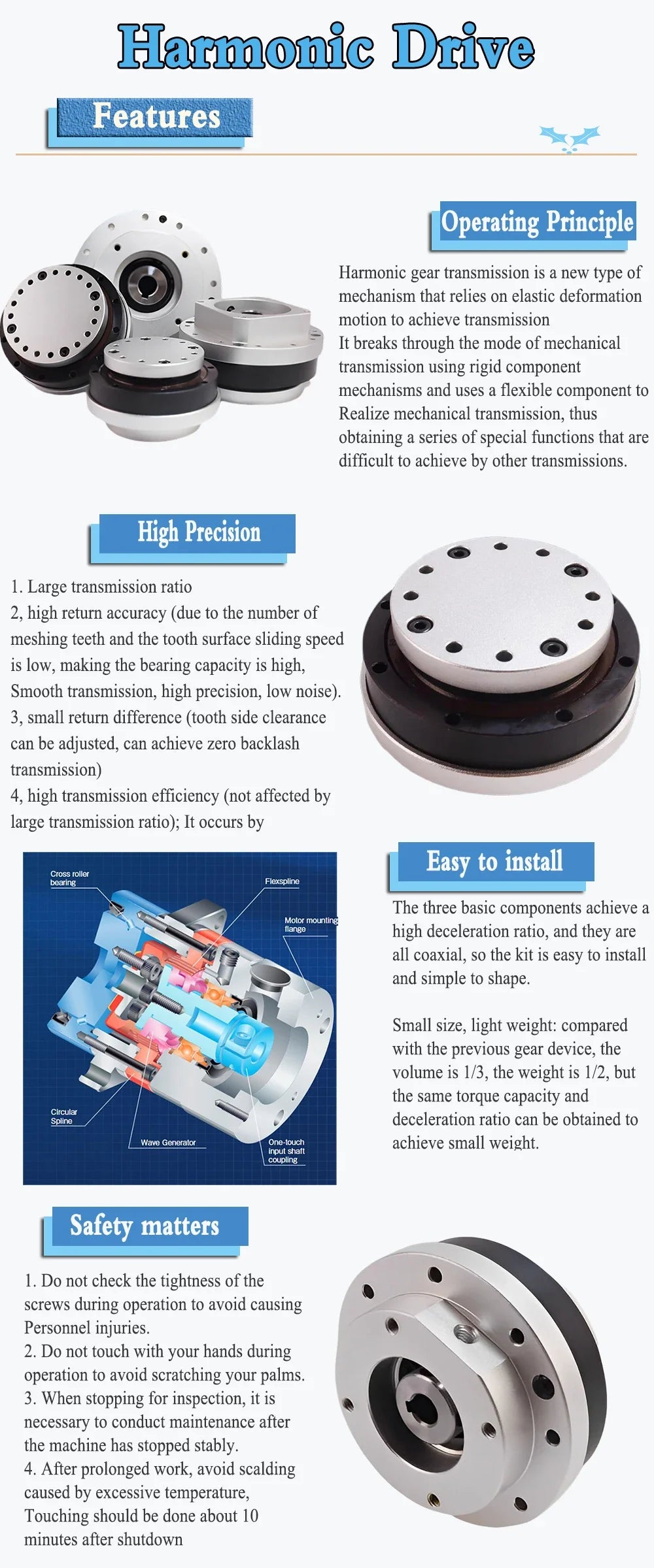 20 Arcsec Harmonic Reducer Harmonic Drive Robot  Arm Collaborative Robots For Humanoid Robot Manipulator Factory automation
