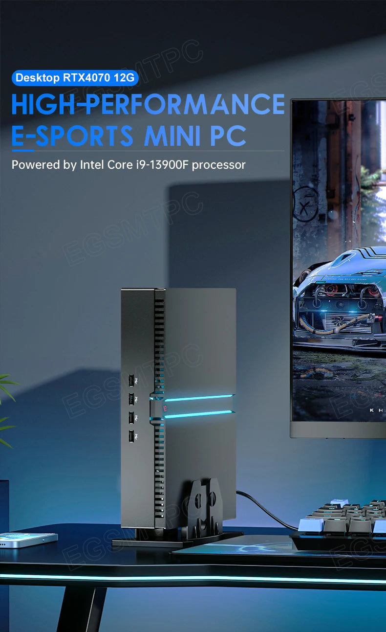 Eglobal 13TH I9-13900F I7-13700F I5-13400F RTX 4060 8G Gamig Discrete Graphics Card Mini Desktop 4K Four Displays Gamer Mini PC