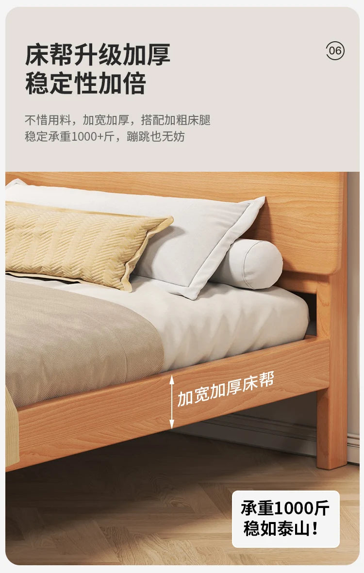 Elegant Storage Double Bed Frame Wood Platform Modern Twin Queen Bed Frame Full Size Nightstands Cama Moderno Lujo Furniture