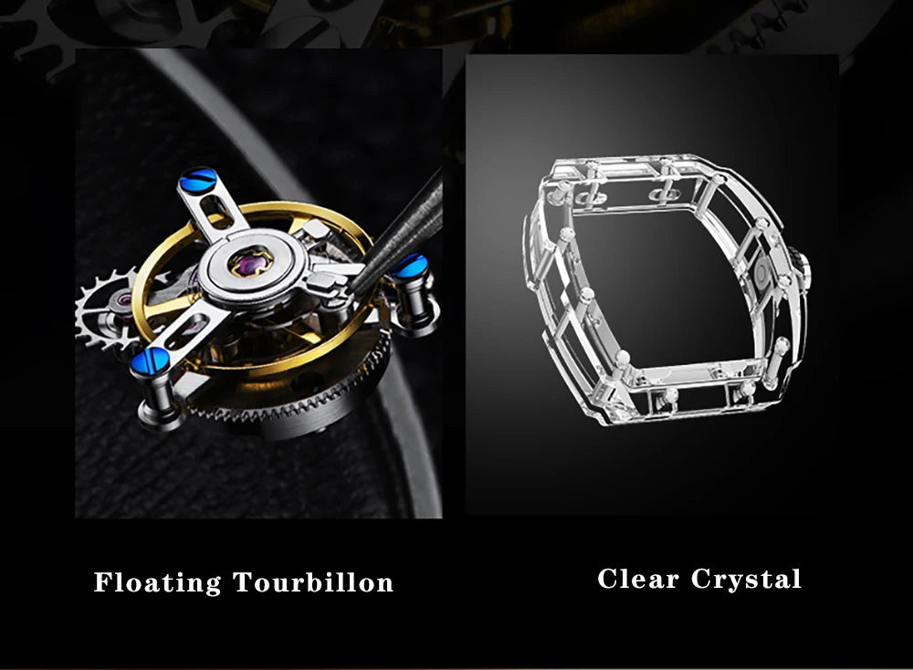BEXEI K9 Sapphire Crystal Flying Tourbillon Man Watch Manual Skeleton Movement Men's Luxury Watch Vintage