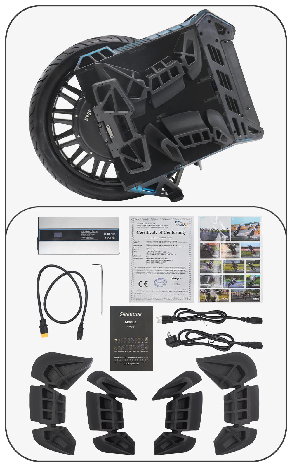 BEGODE Panther 168V 4400Wh 50S Smart BMS 5000W High Speed Motor 48 MOSFET Motherboard Double damping 22 inch Tire
