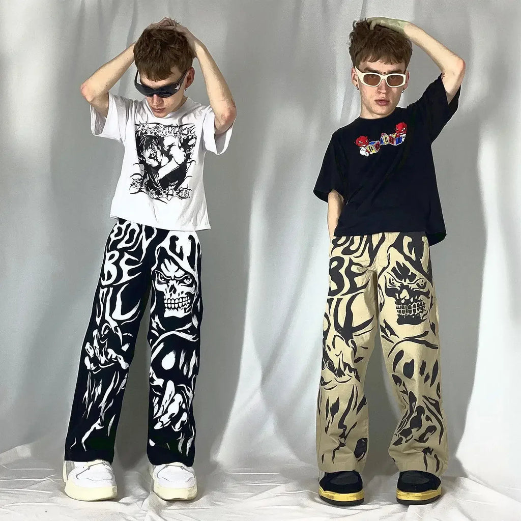 Anime Sexy Girl Print Blue Baggy Jeans New Style Wide Leg Trouser Y2k Harajuku Popular Streetwear Men Women High Waist Pants