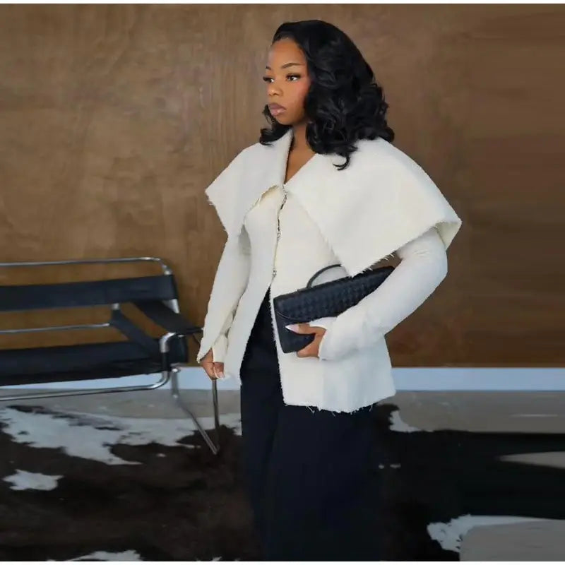 Fashion Large Turn-down Women's Cardigan Solid Single Breasted Back Split Knit Coat Female 2026 Spring Autumn New In Outerwear