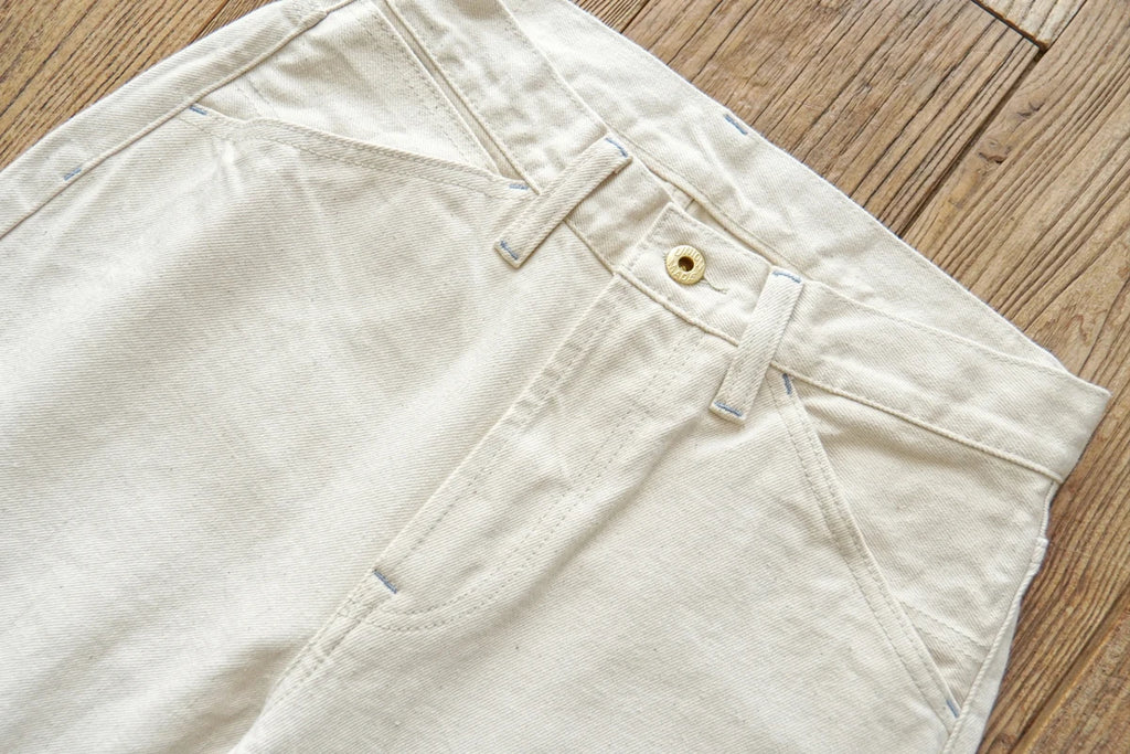 Sauce Zhan Mens Jeans Selvedge Denim White Jeans Regular Fit hight rise  14 Oz One Wash