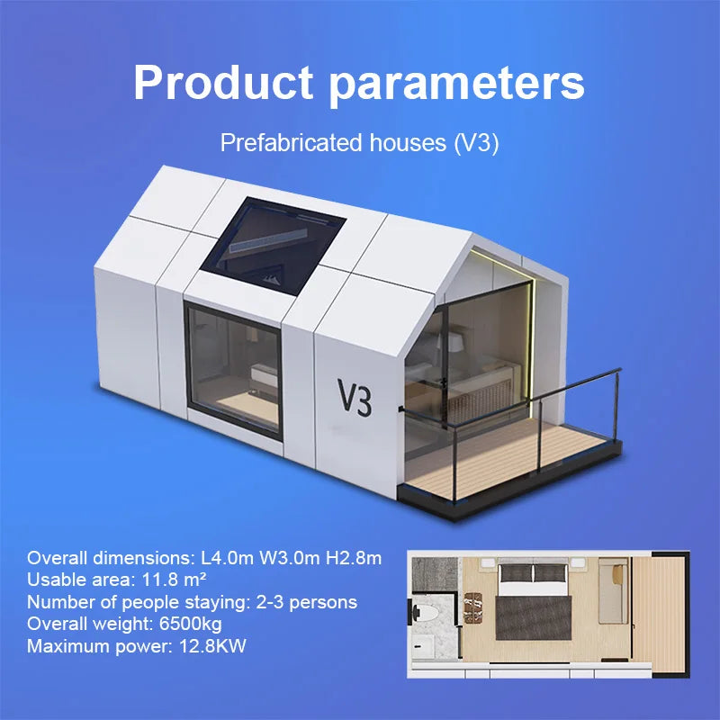 Modern Modular Prefabricated Villa Ready-Made Tiny Steel Structure House Bedroom Balcony Container Capsule Hotel Features
