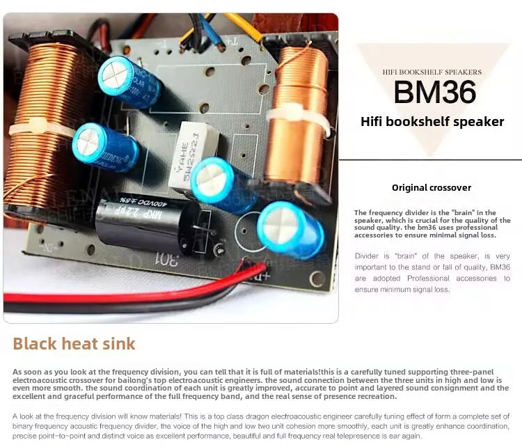 Bm36 High Fidelity Hifi Speaker Fever Level Passive Bookshelf Speaker Three-way Home Audio Sound Speaker