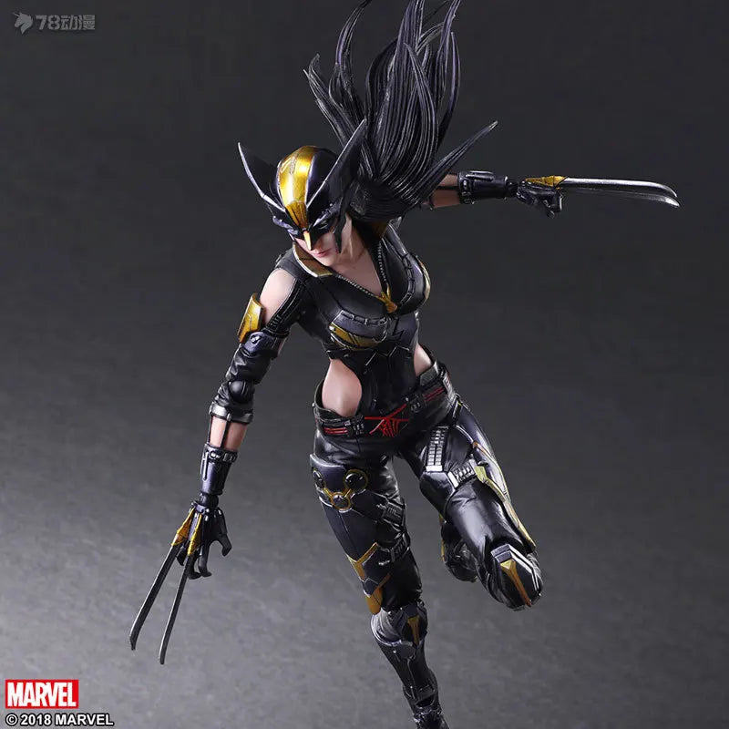 SQEX Original PlayArts Changes Series Marvel Comics Female Wolverine Anime Action Figure Model Toy Model Ornaments Gifts for Boy