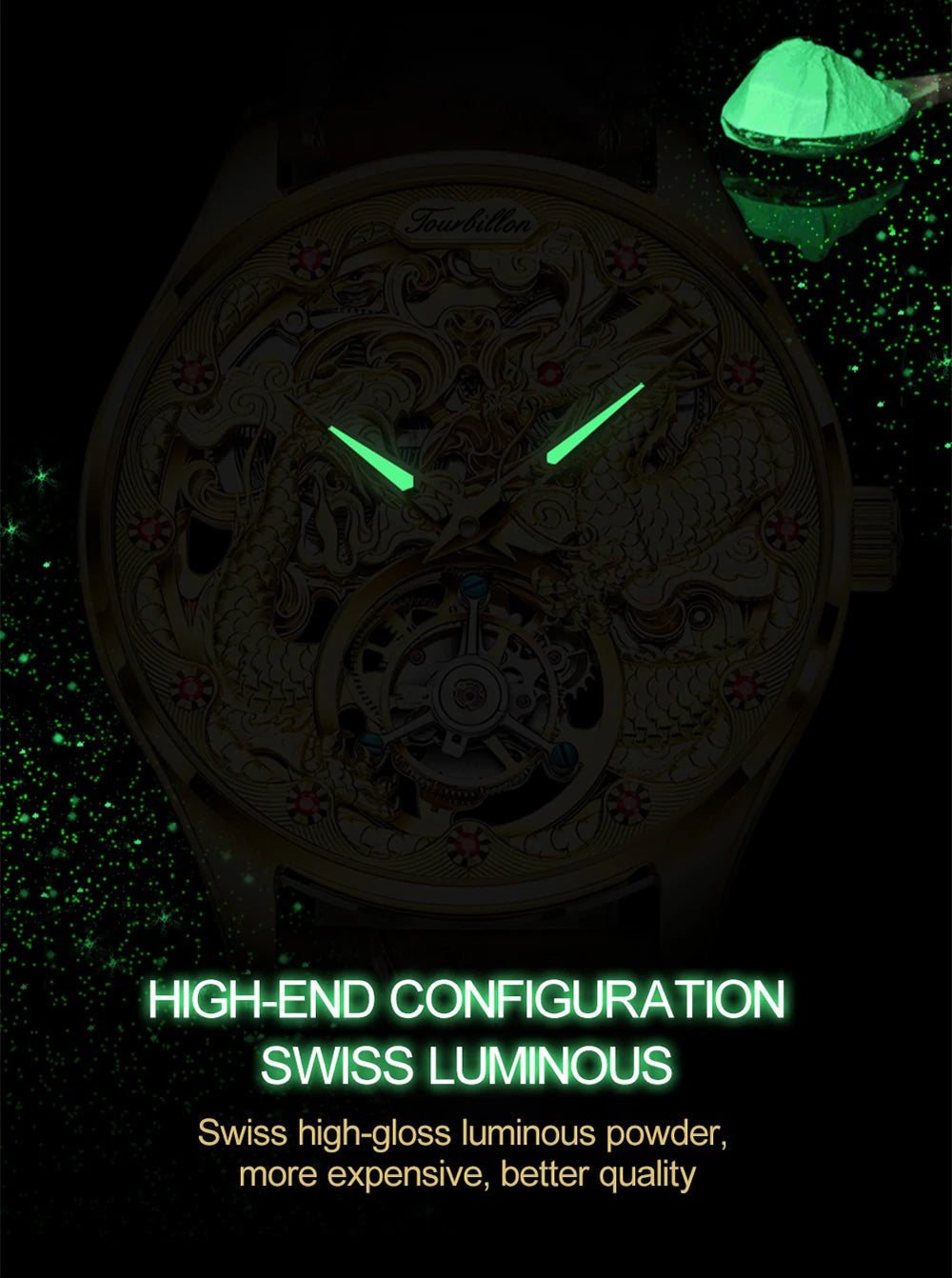 100% OUPNKE 3176 Authentic Tourbillon Men Watch Luxury 3D Relief Golden Dragon Watch Original Mature Automatic Mechanical Watch