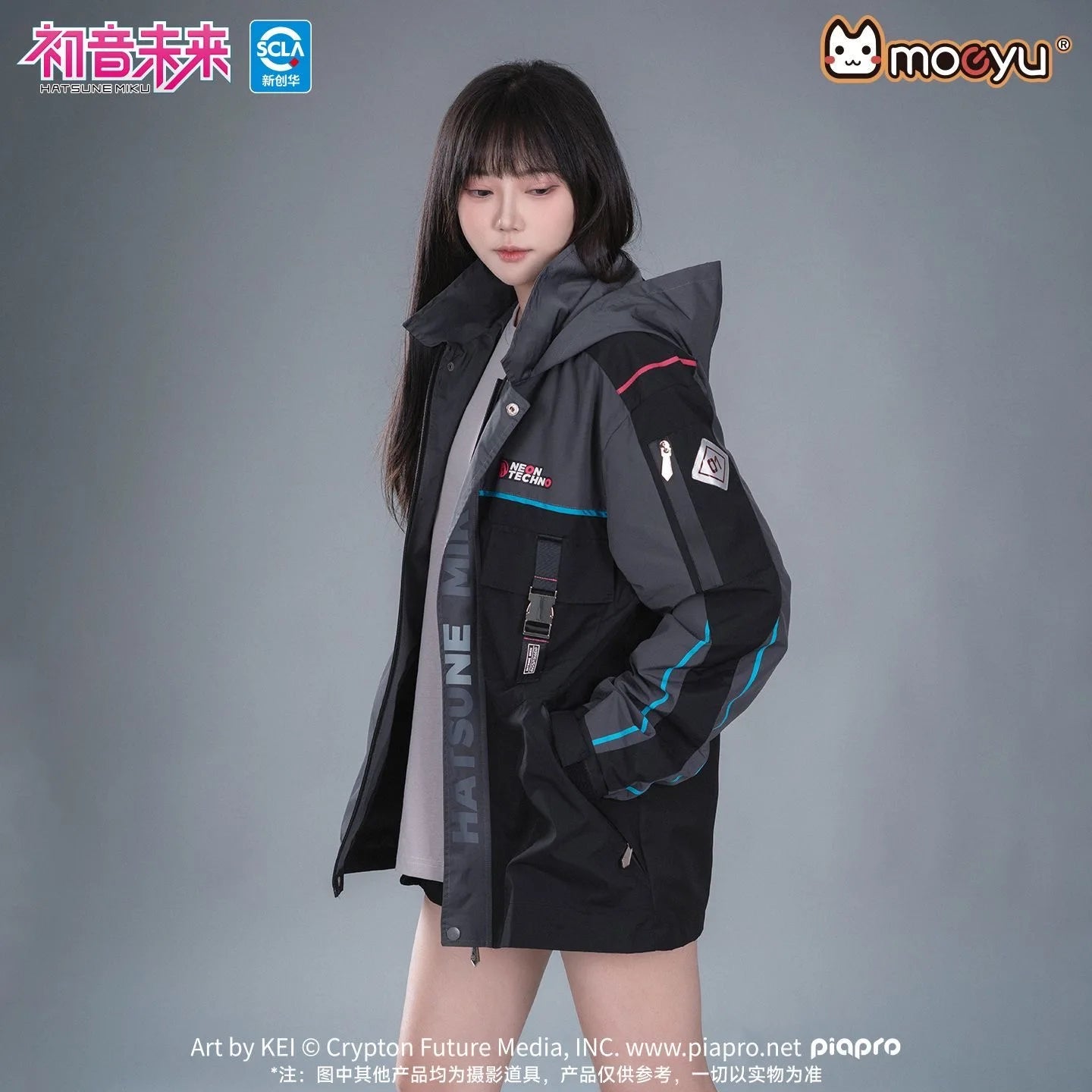 Moeyu Hatsune Miku Cosplay Jacket for Men Trench Hooded Jackets Man Winter Coat Women Clothes Anime Costume Casual Outwear