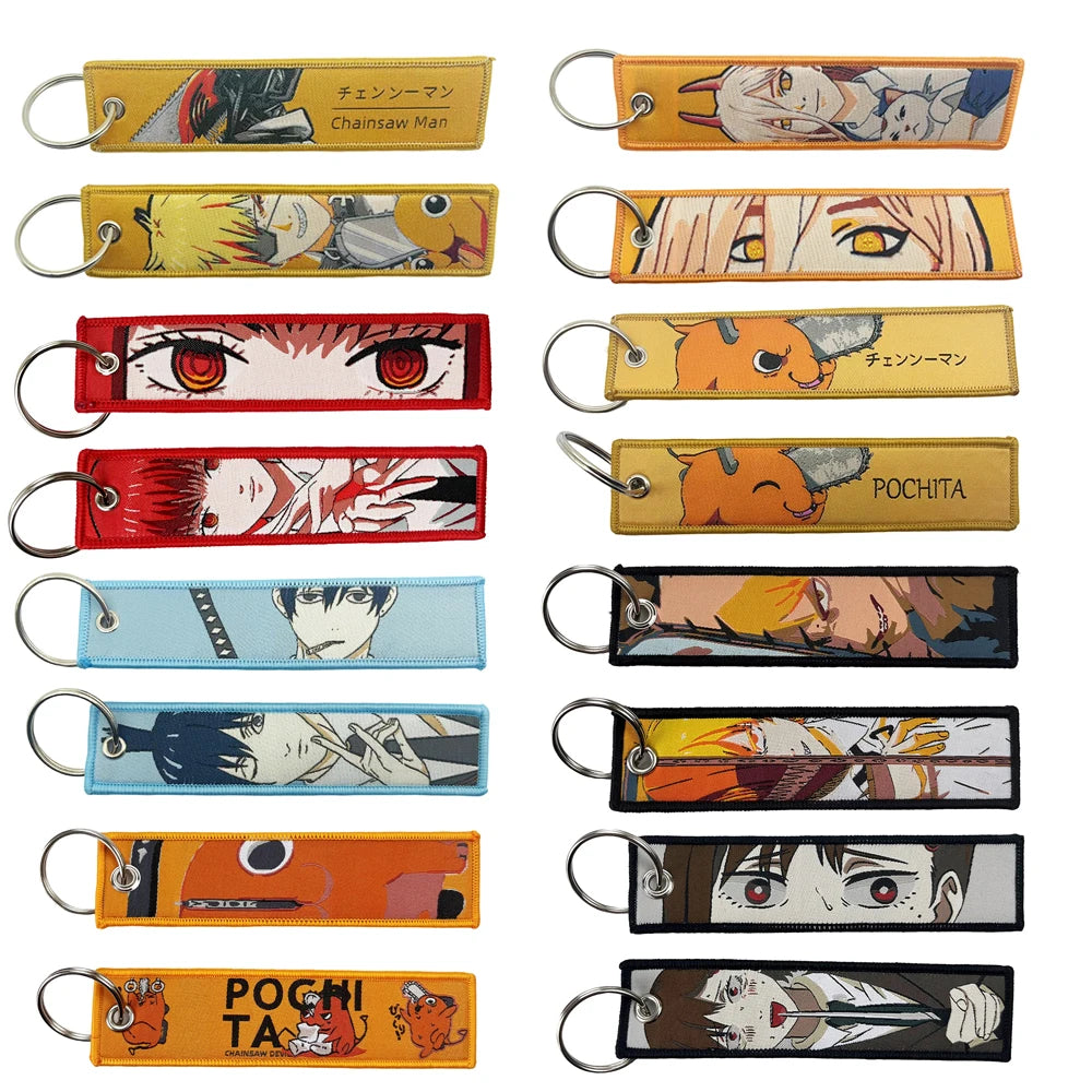 Anime embroidery Key Jet Tag Key chain Cartoon Keychains Key Ring Holder Pendant Gift Wholesale keychain accessories Key