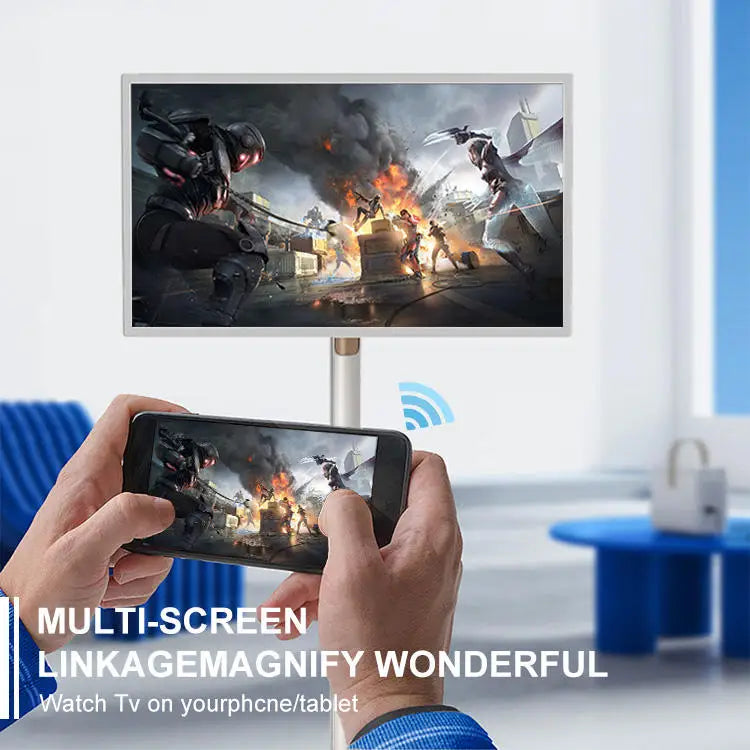 Smart Tv 32inch Mobile Monitor Portable Tv With Stand Bathroom Wireless Rechargeable Rotate Big Screen Tv Interactive Television