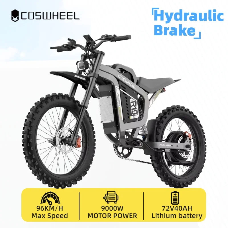 Coswheel R19 Motorcycles PEAK 9000W motor Electric bike72V 40AH Battery 96km/h Electric Bicycle 120N.M Torque off-road E-bike