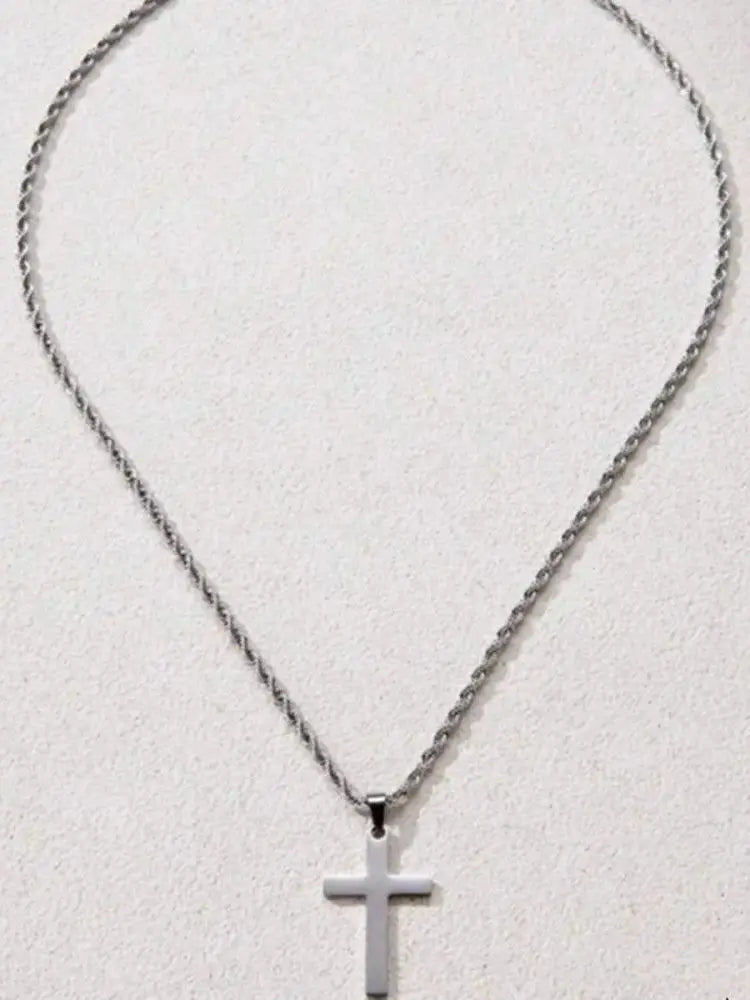 Men's Twist Chain Hip-Hop Trendy Chain Cross Necklace Twist Chain