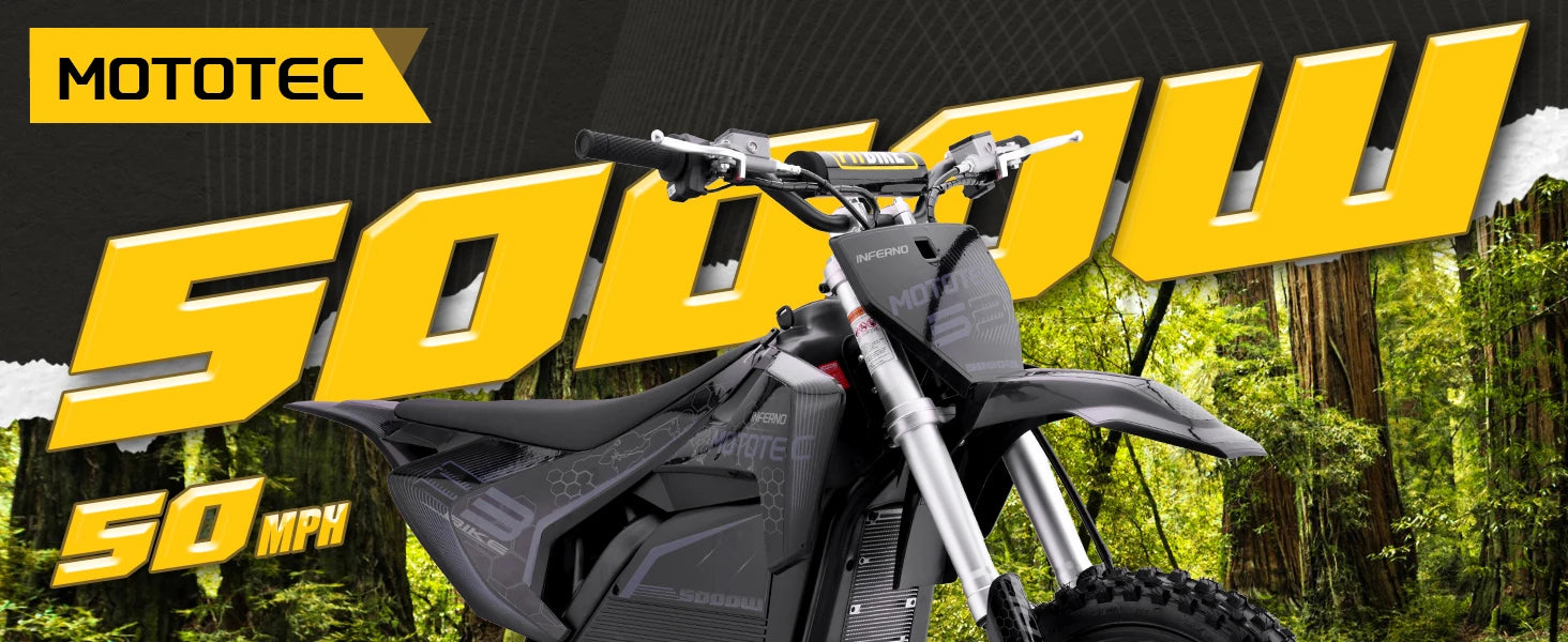 KOOZ HP117E 72V 5000W Pro Electric Dirt Bike for Adults,3 Speed Modes Electric Motorcycle Up to 50 MPH & 40 Miles Long-Range