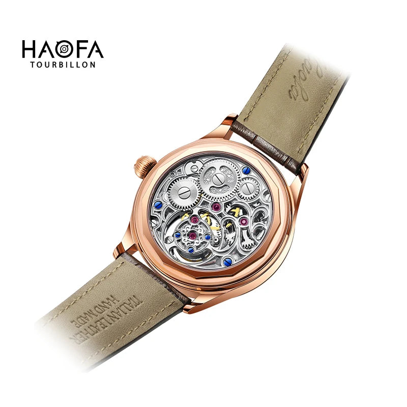 Haofa GMT Flying Tourbillon Mechanical Man Watch Skeleton Tourbillon Movement Luxury Moon Phase Watches for man Hollow 1035