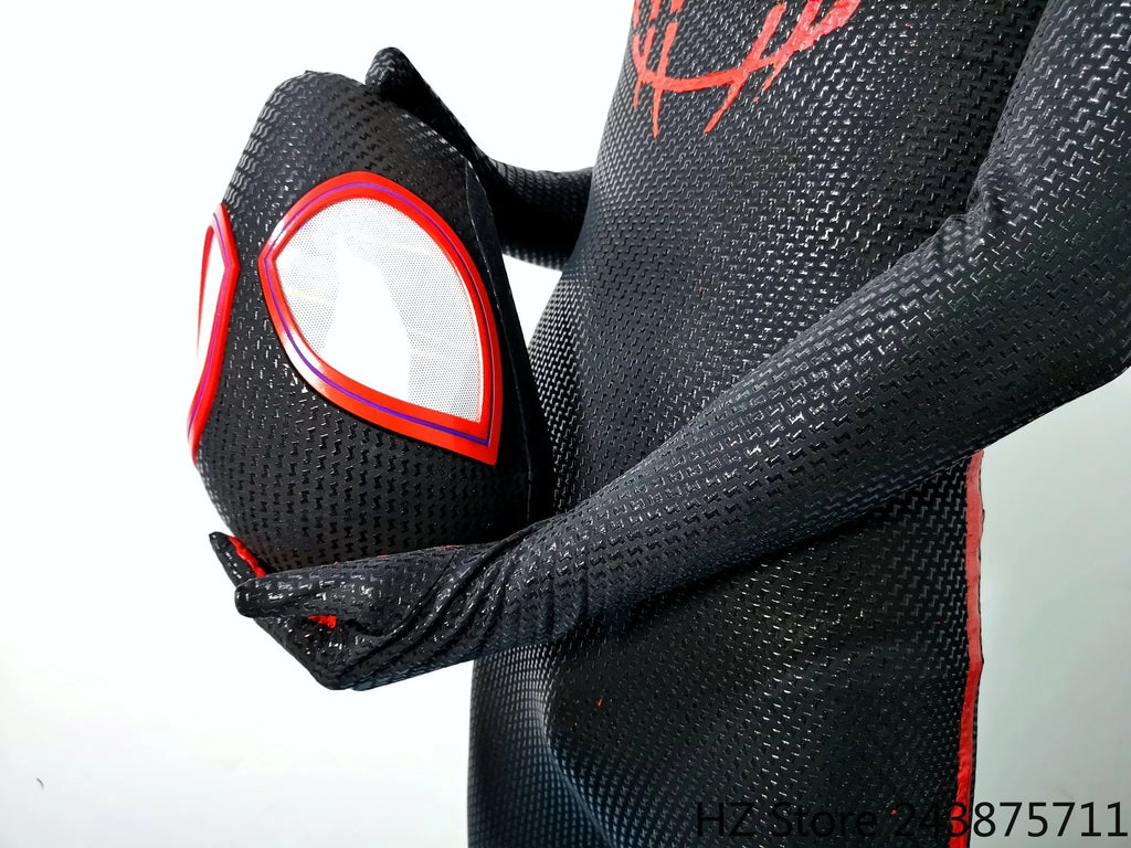 Miles Morales Spider-Man Jumpsuit & Mask Screen Printing 1:1 3D Handmade Customized Spiderman Suit Halloween Cos Costume Gift