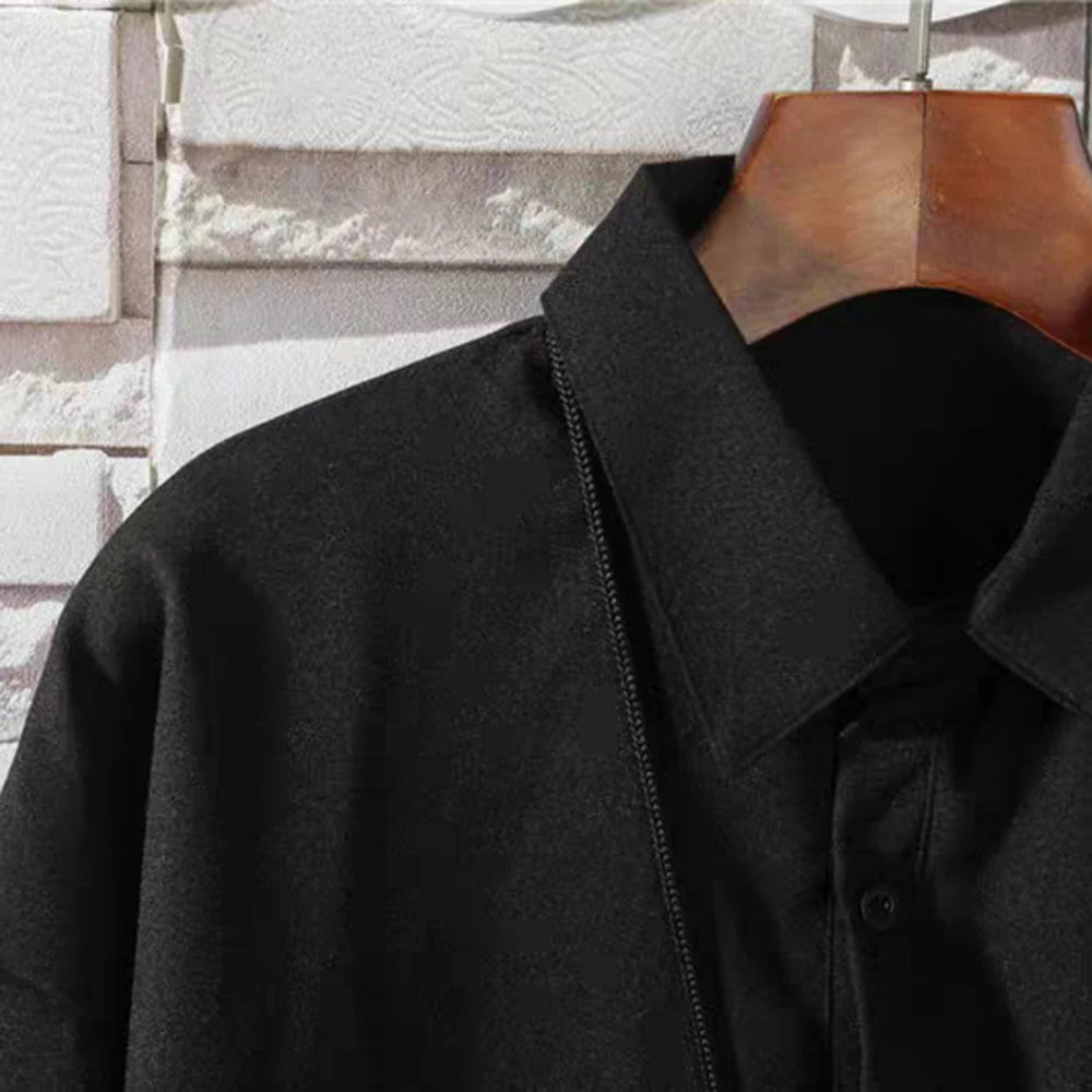 Men Dark Loose Fit Thin Mid-Length Shirt Summer Streetwear Fashion Youth Outdoor Breath Short-Sleeve Top Men'S Clothing 2026 New