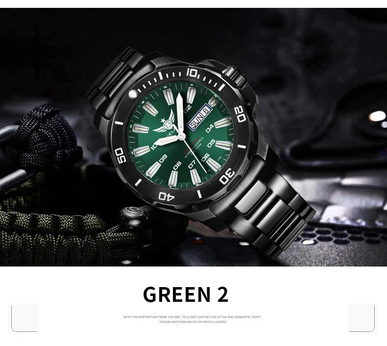 YELANG New Men Automatic Mechanical Watch T100 Self Luminous SWISS ETA Movement 25Jewels Deep Sea DiverSwim Waterproof 300m V5
