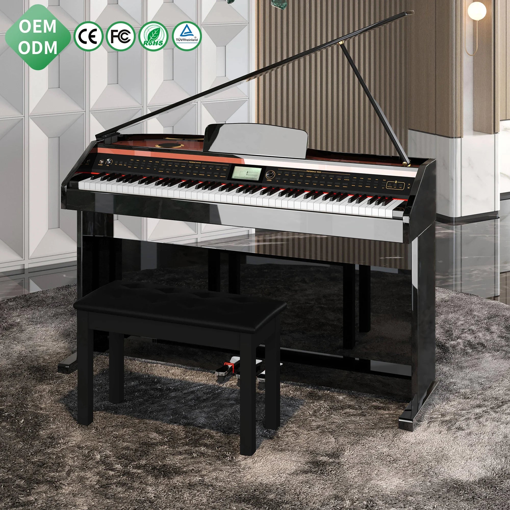 88 Key Upright Digital Piano Weighted Hammer Keyboard 64 Levels of Touch Sensitivity Suitable for Professional Electronic Piano