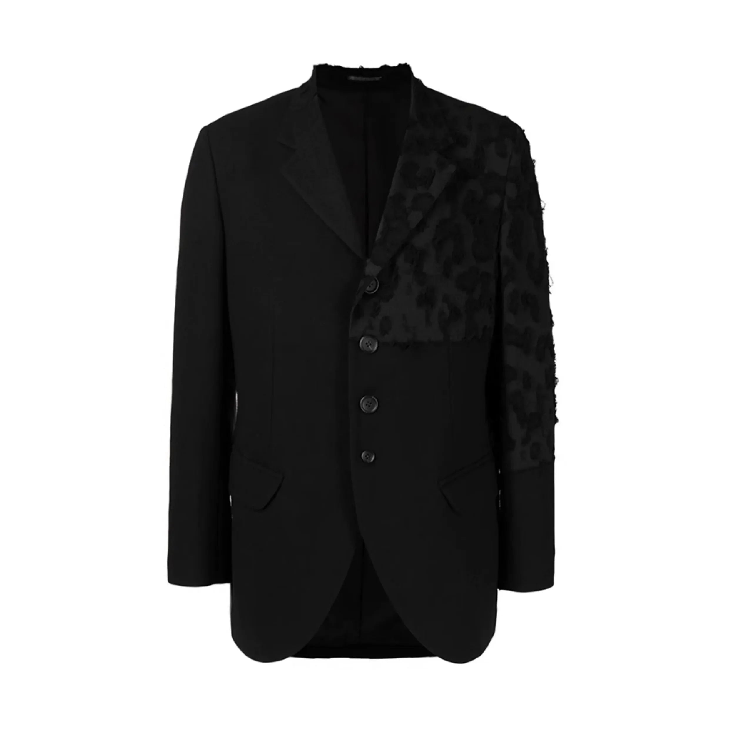 YOJI OOAK Design sense men's patchwork single breasted suit jacket special processing leopard print style 4 button top