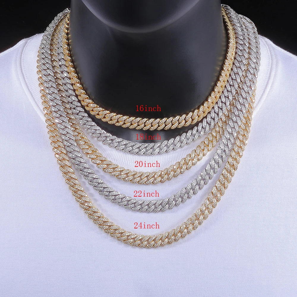 10mm Hip Hop Cubic Zircon CZ Iced Out Bubbles Cuban Link Chain Necklace For Men Women Jewelry Birthday Gift