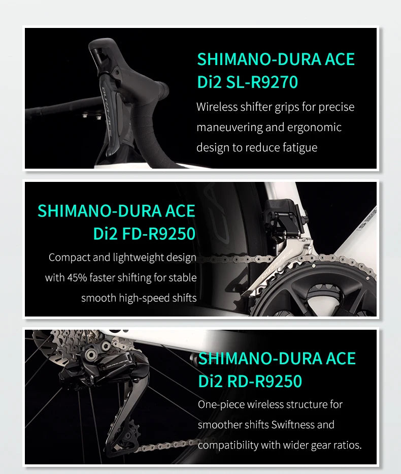 SAVA SLR9 Premium Bicycle Full Carbon Fiber E-Shift Road Bike 24 Speed with SHIMAN0 DURA-ACE 9270 Di2 Kit