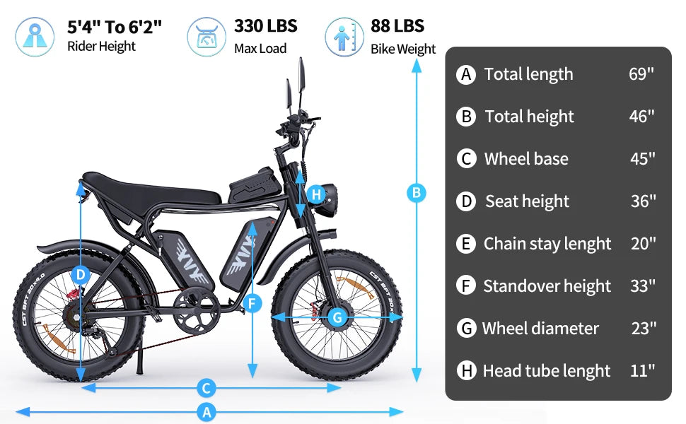 Electric Bike yvy Q20pro 2000W Dual Motor 52V40AH Battery E-bike Hydraulic brake 20inch Fat Tire Snow Off-road  Electric Bicycle